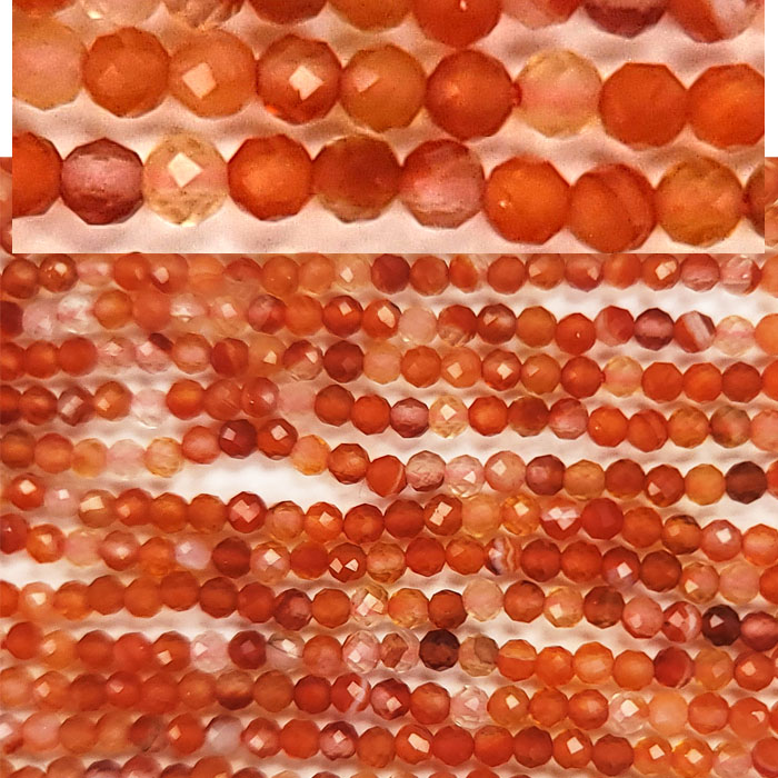 CARNELIAN NATURAL 02MM FACETED ROUND